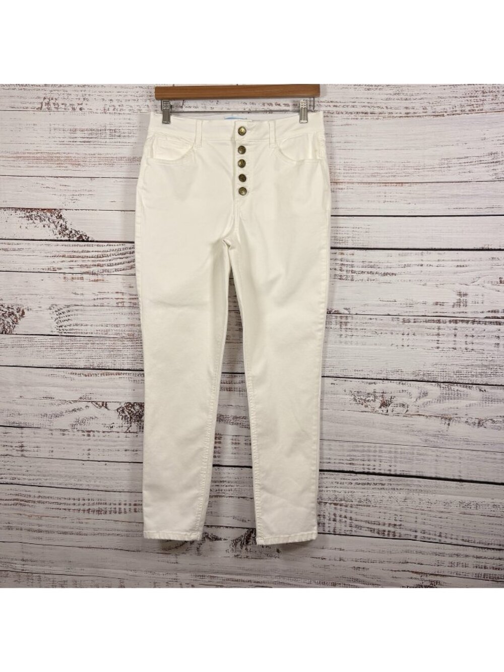 Draper James White Button Fly High Rise Denim Jeans